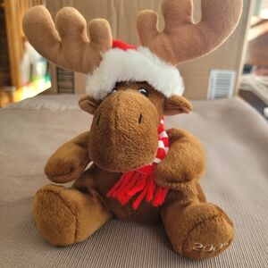 Sears Vintage 2005 Kris Moose Plush with Red Hat and Scarf